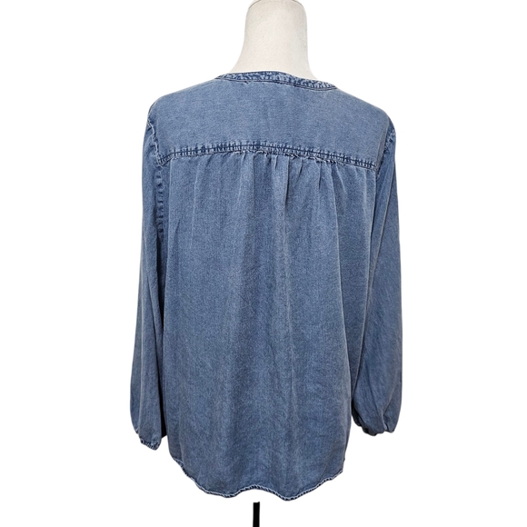 Chicos Chambray Pullon Blouse Loosefit Flowy Women's XL - Picture 5 of 9